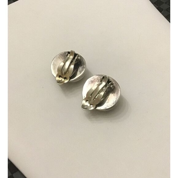 Vintage Mexico Silver Pumpkin Clip Back Earrings - Picture 2 of 4